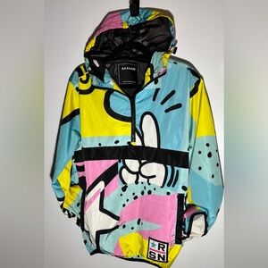 Reason Colorful Graphic Windbreaker jacket size medium
